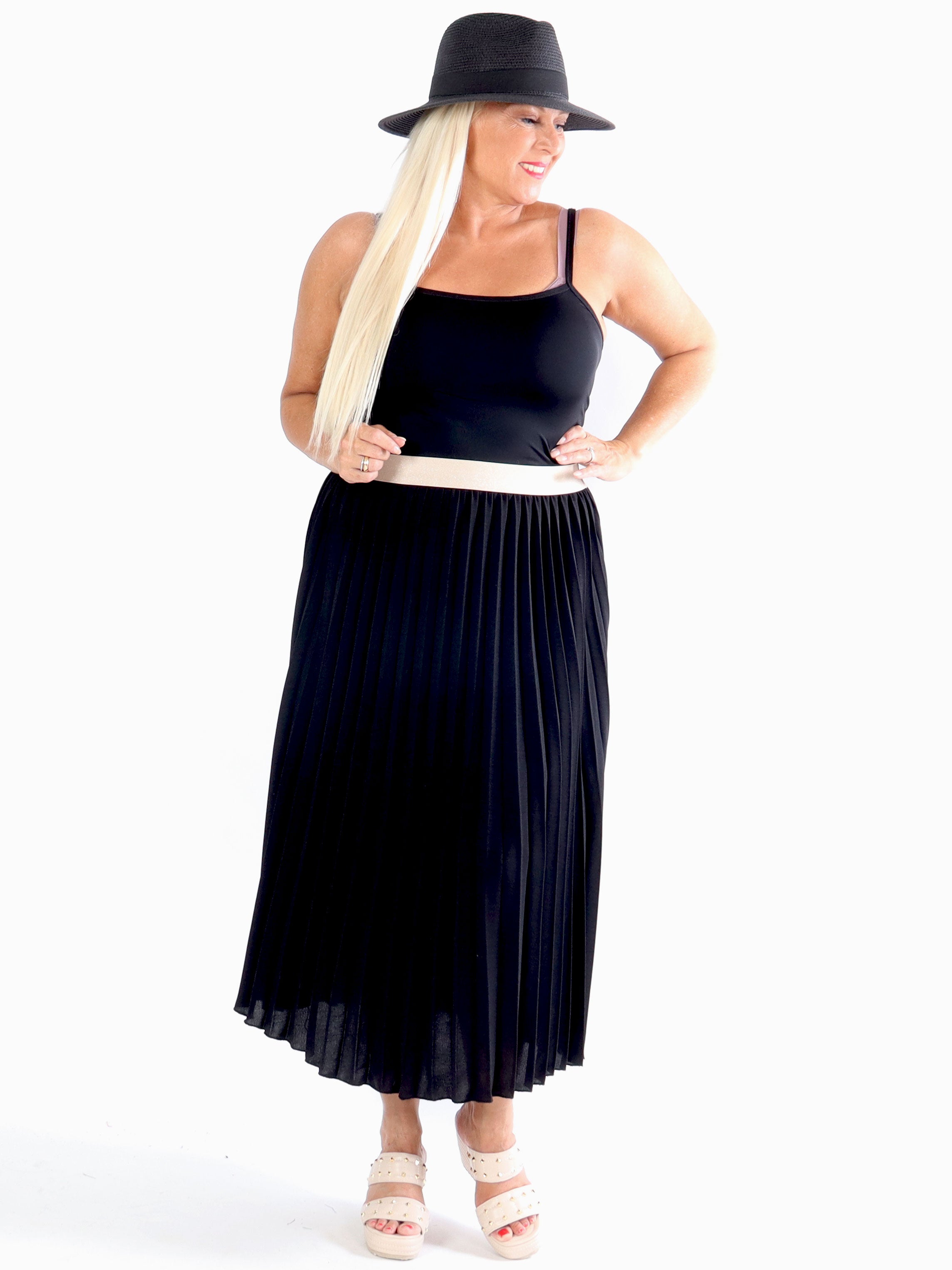 Mirjana - Lang plisseret plus size nederdel